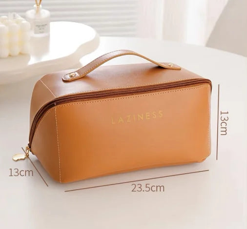 Bolsa Necessaire Feminino Cosmético De Couro PU De Grande Capacidade Portátil Viagem - Neverdie